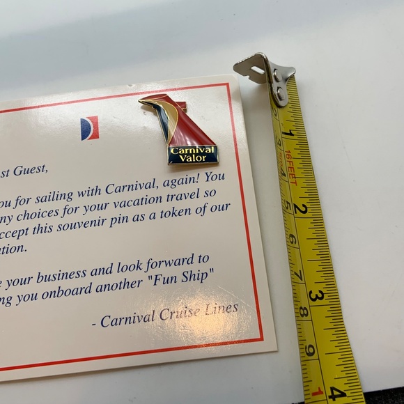 Vintage Carnival Cruise Lines Carnival Valor Collectible Lapel Pin and Card - Picture 7 of 7